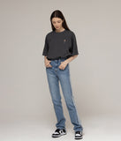 Tattoo Dog Embroidery Striper Short Sleeve Tee