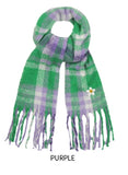 Flower dot embroidered bold check muffler