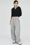 Snap wide sweat pants