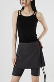 leggings layered banding skirt