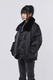 Mink fur collar balloon jumper