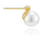 Noailles 14K freshwater pearl bar dia pave earrings 8mm