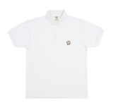 Drawing Flower Embroidery White Clip Pique Short Sleeve T-shirt