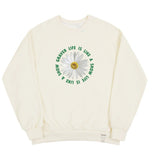 Daisy Flower Circle Logo White Clip Sweatshirt