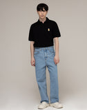 Duck Face Embroidery White Clip Pique Short Sleeve T-shirt