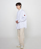 Sleeve Heart Logo Smile Embroidery Overfit Shirt