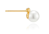 Noailles 14K freshwater pearl bar dia earrings 6mm
