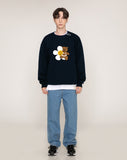 Flower Bear Smile White Clip Sweatshirt