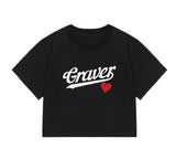 Baseball Logo Heart Smile Crop Short Sleeve