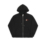 Flower Heart Half Smile Embroidery Hoodie Zip-up