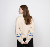 Elbow Smile Drawing Half Zip-up Sweatshirt