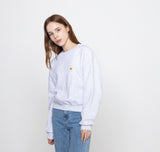 [WOMAN] Flower Dot Embroidery Crop Sweatshirt