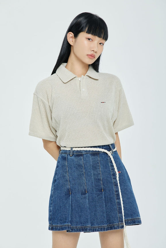 ★韓国の人気★【ROMANTIC CROWN】★MINIMAL LOGO KNIT POL.O★ ROMANTIC CROWN (ロマンティック クラウン) - MINIMAL LOGO KNIT