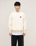 Purple Flower Smile Embroidery White Clip Hoodie