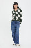 CHECKER BOARD TERRY CARDIGAN