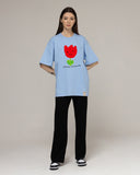 Drawing Red Flower Smile Short Sleeve Tee