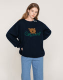 Bear Face Smile White Clip Sweatshirt