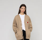 Flower Heart Half Smile Embroidery Knit Cardigan