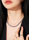 Arthur Two-Line Tennis Black Silver Necklace