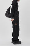 Chain layered curve incision denim pants