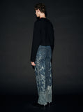 WINTER FLOWER LAZER WIDE DENIM PANTS