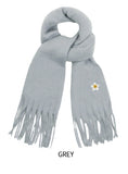 Flower dot embroidered bold muffler