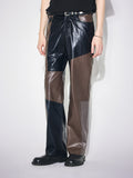 PATCHY LEATHER WIDE PANTS