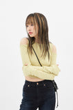 Open shoulder crop warmer long sleeve