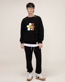 Flower Bear Smile White Clip Sweatshirt