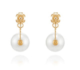 Noailles 14K Freshwater Pearl Chain Earrings 10mm