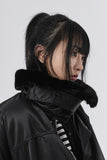 Mink fur collar balloon jumper