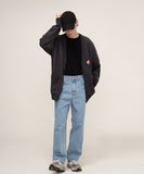 Flower Heart Half Smile Embroidery Knit Cardigan