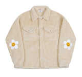 Elbow Flower Dot Embroidery Fleece Shirt Jacket