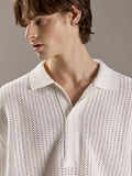 BUTTER CREAM KNIT HALF SHIRTS