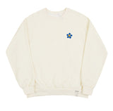 Blue Flower Dot Smile Logo White Clip Sweatshirt