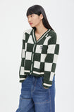 CHECKER BOARD TERRY CARDIGAN