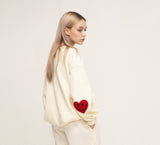 Elbow Bookle Embroidery Heart Smile Sweatshirt