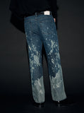 WINTER FLOWER LAZER WIDE DENIM PANTS