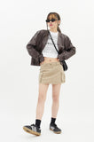 Low waist cutting mini cargo skirt