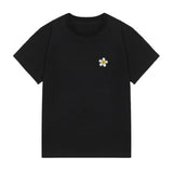 Flower Dot Embroidery Slim Short Sleeve Tee