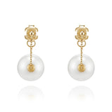 Noailles 14K Pearl Chain Earrings 9mm