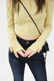 Open shoulder crop warmer long sleeve