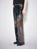 PATCHY LEATHER WIDE PANTS