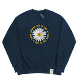 Daisy Flower Circle Logo White Clip Sweatshirt