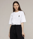 Tattoo Dog Embroidery Striper Short Sleeve Tee