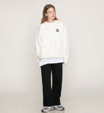 Dot Board Embroidery White Clip Sweatshirt