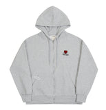 Heart Board Embroidery White Clip Hood Zip Up