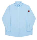 Sleeve Heart Logo Smile Embroidery Overfit Shirt