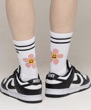 Pink Flower Smile Logo Socks 1 Pack