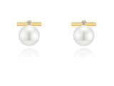 Noailles 14K freshwater pearl bar dia earrings 6mm